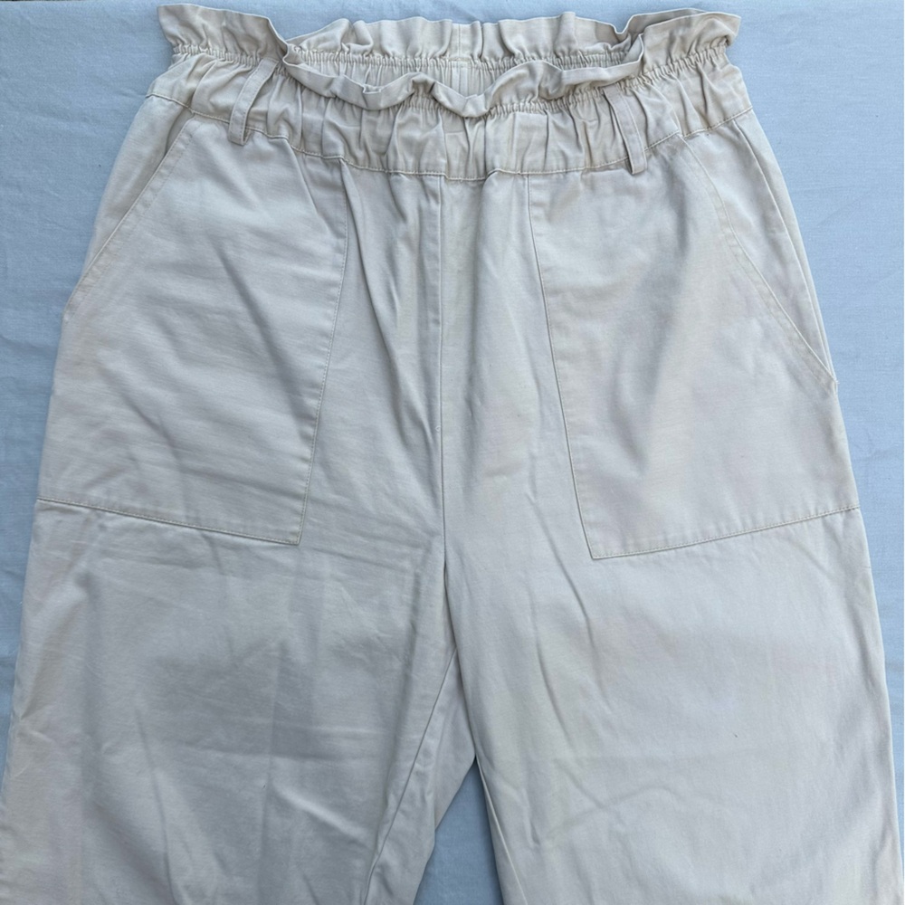 Steve Madden Tan 100% Cotton Paperbag Waist Utility Pants Size Medium